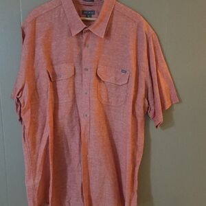 Eddie Bauer Coral-Red Short-Sleeve Button-Down Shirt